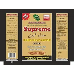 Supreme Herbal Henna Mehandi Powder for Hair (Black) | Natural Hair Color with Amla & Shikakai | Chemical-Free Herbal Mehandi for Smooth, Silky & Shiny Hair – 100% Herbal, Export Quality-picture-36