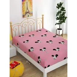 Supreme Home Collective Pink & Black Cartoon Characters 144 TC Single Bedsheet-picture-24