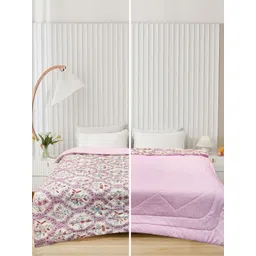 Supreme Home Collective Pink & White Cotton Floral AC Room 300 GSM Double Bed Comforter-picture-34