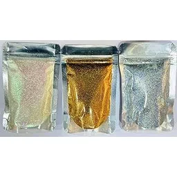 Supreme Silver, Golden, White HOLOGRAPHICS Glitter for Nail Art 50 GM Each (3 Pack)-picture-45