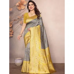 Supro Lifestyle Ethnic Motifs Zari Silk Blend Handloom Kanjeevaram Saree-picture-10