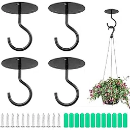 Supvox 4Pcs Metal Ceiling Hook With Screws For Hanging Flower Pot And Plant Pot Wall Mounted Hook For Hanging Plant Baskets/String Lights In Balcony, Porch, Black-picture-16