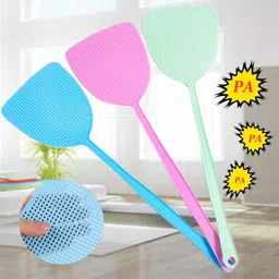 supvox Supvox® Fly Swatters, Plastic 17.5'' Long Handle Fly Swatter, Strong Flexible Durable Grid Plastic Fly Swatter for Indoor, Outdoor, Classroom, 3 Colors (3 Pack) image 2