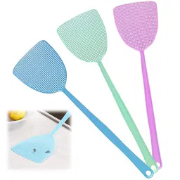 supvox Supvox® Fly Swatters, Plastic 17.5'' Long Handle Fly Swatter, Strong Flexible Durable Grid Plastic Fly Swatter for Indoor, Outdoor, Classroom, 3 Colors (3 Pack) image 1