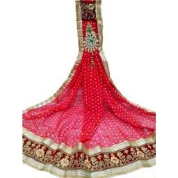 suratfashions Poly Georgette Embroidered Red Women Dupatta-picture-28