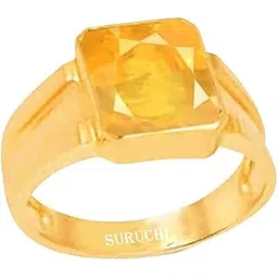 suruchi gems & jewels Yellow Sapphire/Pukhraj 3.25 Ratti to 10.25 Ratti or 3.0 Carat to 9.5 Carat Astrological Gemstone Panchdhatu 22K Gold Plated Ring for Men & Women-picture-54