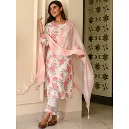 SURUKH Women Floral Printed Regular Kurta with Trousers & With Dupatta-picture-30