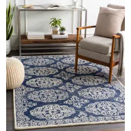 Beige Floral Wool 8 ft x 10 ft Hand tufted Carpet by Surya Living-picture-19