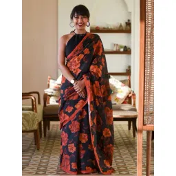 Suta Black Pure Cotton Printed Saree-picture-24