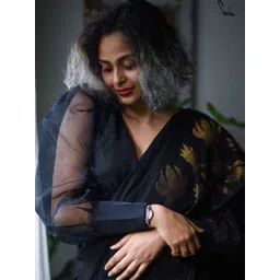 Suta Black V-Neck Solid Blouse-picture-27