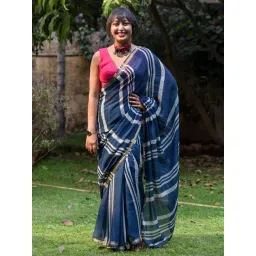 Suta Blue Cotton Printed Saree Without Blouse-picture-26