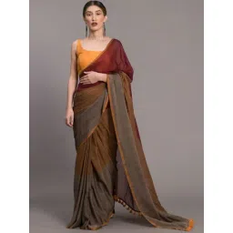 Suta Brown & Maroon Pure Cotton Saree Without Blouse-picture-15