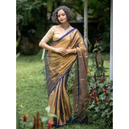 Suta Gold Cotton Solid Saree Without Blouse image 1
