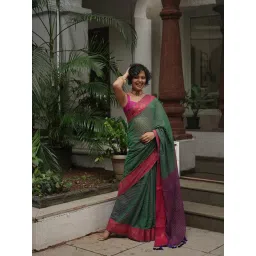 Suta Green Cotton Blend Sarees image 4