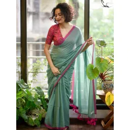 Suta Green Cotton Woven Design Saree Without Blouse-picture-10
