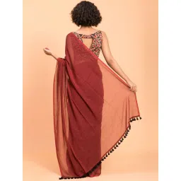 Suta Maroon Cotton Saree Without Blouse image 2