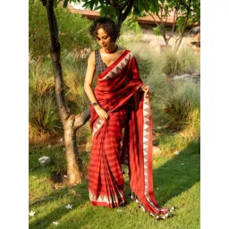 Suta Maroon Striped Saree-picture-42
