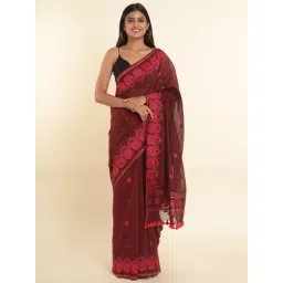 Suta Maroon Woven Saree Without Blouse-picture-39