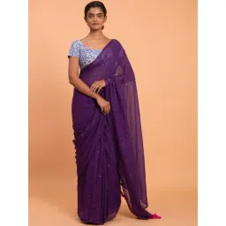 Suta Purple Cotton Embellished Saree Without Blouse-picture-15