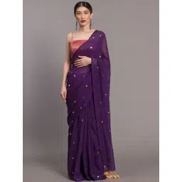Suta Purple Cotton Embellished Saree Without Blouse-picture-14
