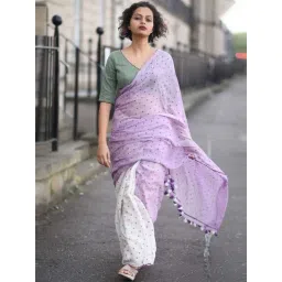 Suta Purple Cotton Polka Dots Saree Without Blouse-picture-23