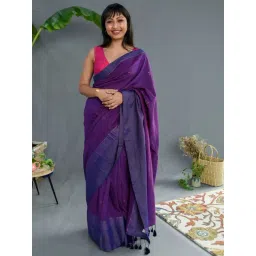Suta Purple Cotton Woven Saree Without Blouse-picture-27