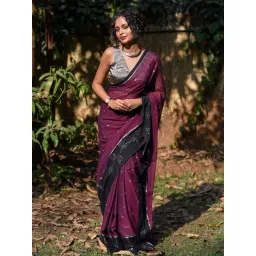 Suta Purple Cotton Woven Saree Without Blouse-picture-48