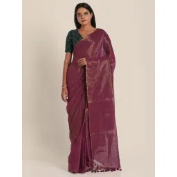 Suta Purple Cotton Woven Saree Without Blouse-picture-25