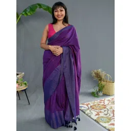 Suta Purple Cotton Woven Saree Without Blouse image 1