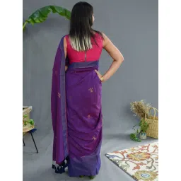 Suta Purple Cotton Woven Saree Without Blouse image 2