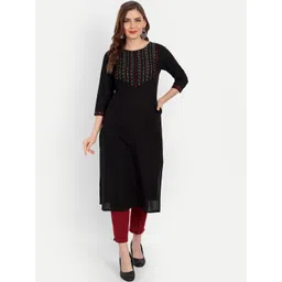 SUTI Women Black Yoke Design Thread Work Kurta-picture-16