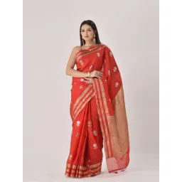 Sutra Attire Red Ranisa Edit Banarasi Cotton Silk Saree with Unstitched Blouse Piece-picture-45
