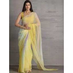 Sutra Attire Shaded Yellow and Purple Chiffon Pittan work Saree-picture-24