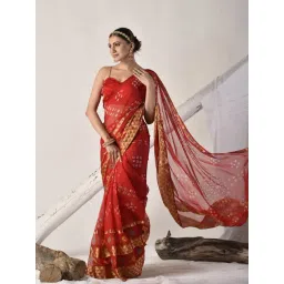 sutra attire Sutra¿Attire Red Chiffon Regular Fit Saree-picture-16