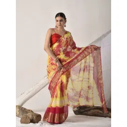 sutra attire Sutra¿Attire Yellow Chiffon Regular Fit Saree-picture-48