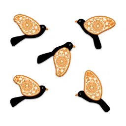 suveharts 5 Pcs Orange Wooden Cute Bird Plaques image 4