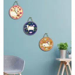 suveharts 3 Pcs Gau Mata Wooden Circle Set Hanging-picture-35