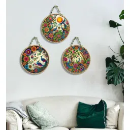 suveharts 3 Pcs Peacocks Wooden Circle Set Hanging-picture-20