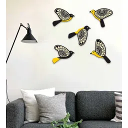suveharts 5 Pcs Black & Yellow Wooden Cute Bird Plaques-picture-33