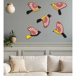 suveharts 5 Pcs Red & Black Wooden Cute Bird Plaques-picture-35