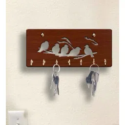 suveharts Birds Brown Engineered Wood 7 Hooks Key Holder-picture-30