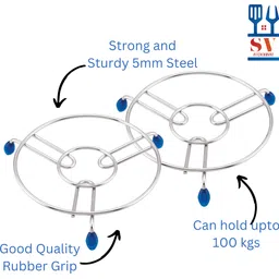 sv kitchenware Steel Hot Pot Stand for Kitchen | Dining table hot pot mat | Cooker Stand - 5 MM Stainless Steel Trivet-picture-20