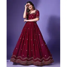 svaraa Women Embroidered Gown Dress with Round Neck-picture-36