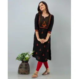 Women Embroidered Straight Kurta-image-17