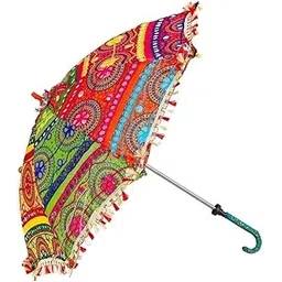 svdk Traditional Rajasthani Decorative Umbrella, Handcrafted with Embroidery and Mirror Work, Multicolour, for Events and Celebrations-picture-48