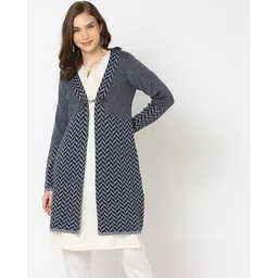 svrnaa by azorte Chevron Pattern Longline Shrug-picture-21