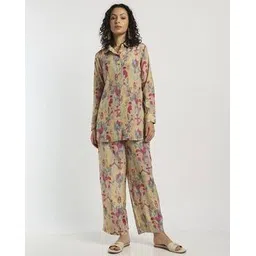 svrnaa by azorte Floral Print Shirt & Pants Co-Ord Set-picture-30