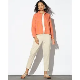 svrnaa by azorte Women Gingham Check Shirt Jacket-picture-18