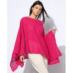 svrnaa by azorte Women Pointelle-Knit Relaxed Fit Poncho-picture-33