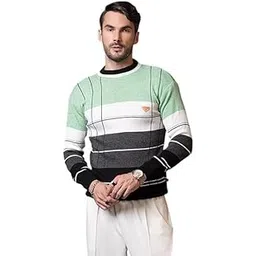 swaaglok - style that speaks Men’s Striped Round Neck Wool Blend Sweater | Stylish Multicolor Full Sleeve Winter Pullover | Comfortable Knit Casual & Semi-Formal Winterwear for Man-picture-50